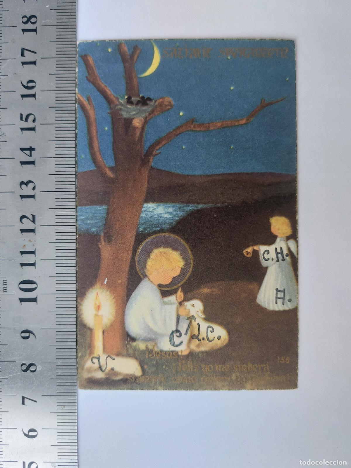 Postales: Estampa religiosa con ilustraci&oacute;n de &aacute;ngel y Jes&uacute;s