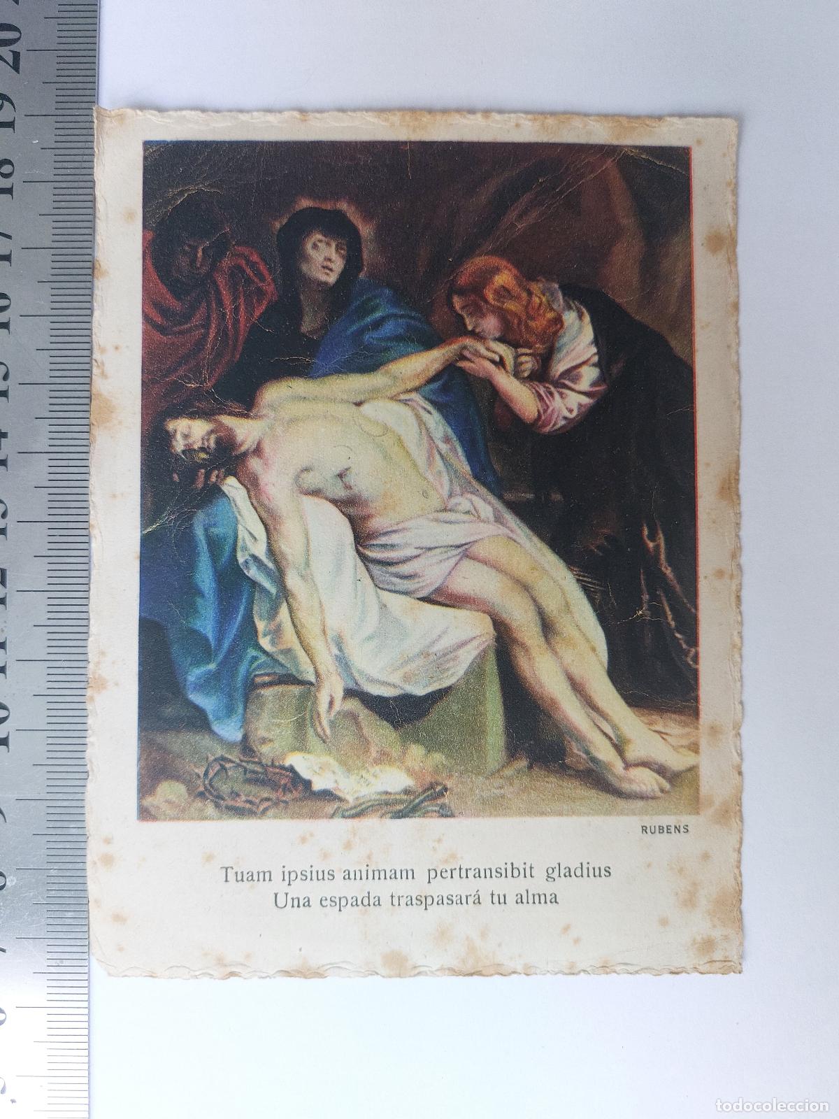 Postales: Estampa con pintura La Piedad de Rubens y reflexiones espirituales