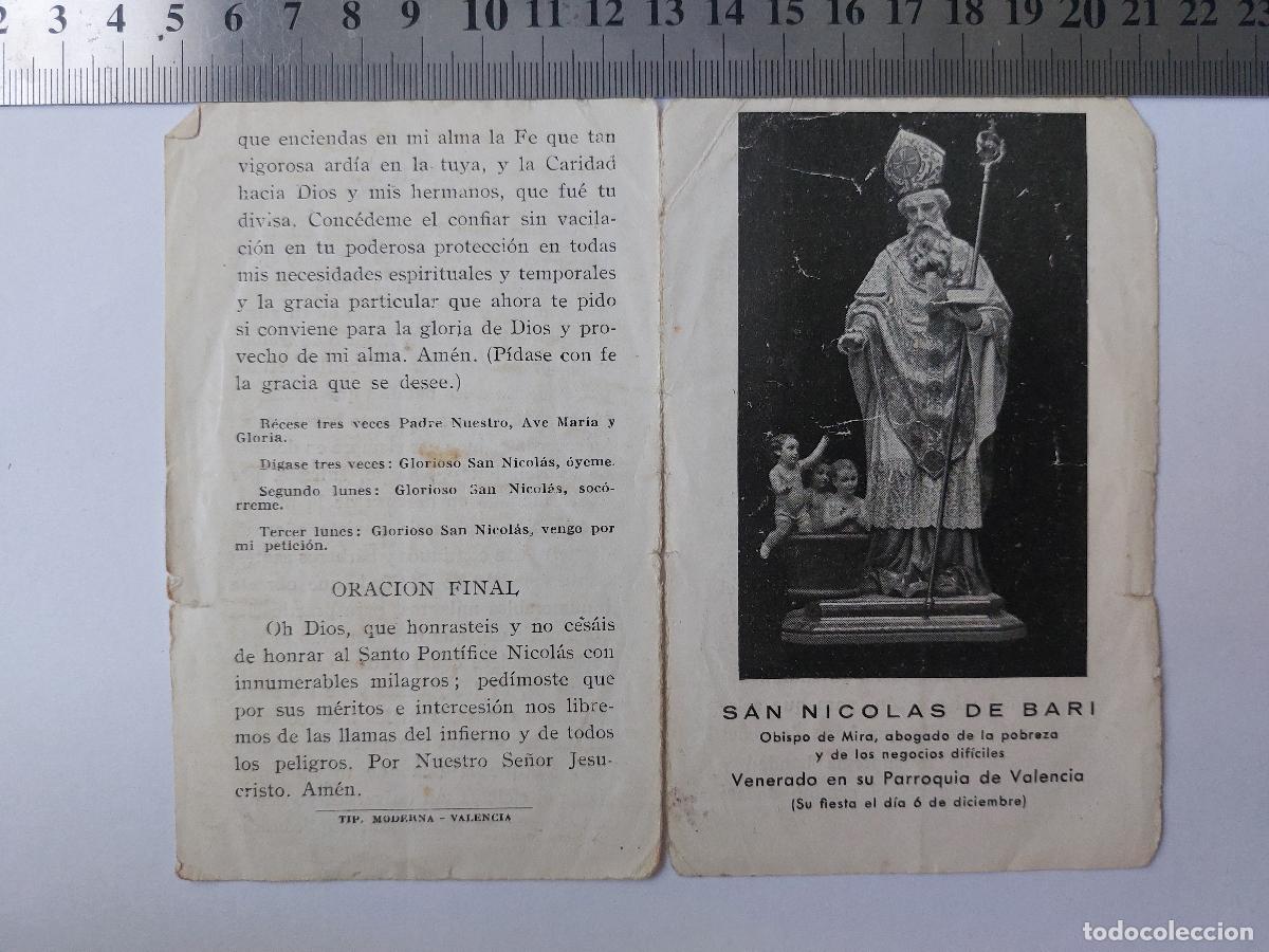 Postales: Estampa religiosa de San Nicol&aacute;s de Bari, devoci&oacute;n de Valencia