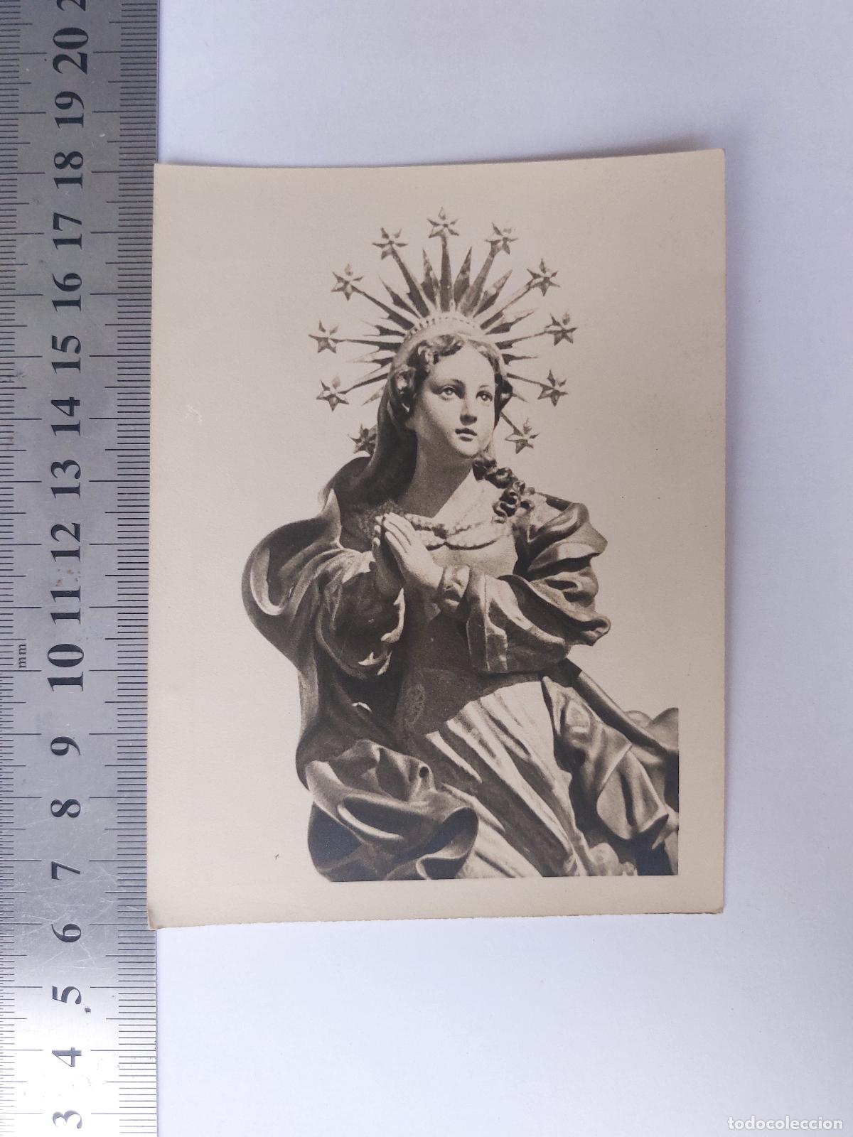 Postales: Estampa de la Virgen Mar&iacute;a con mensaje religioso escrito a mano