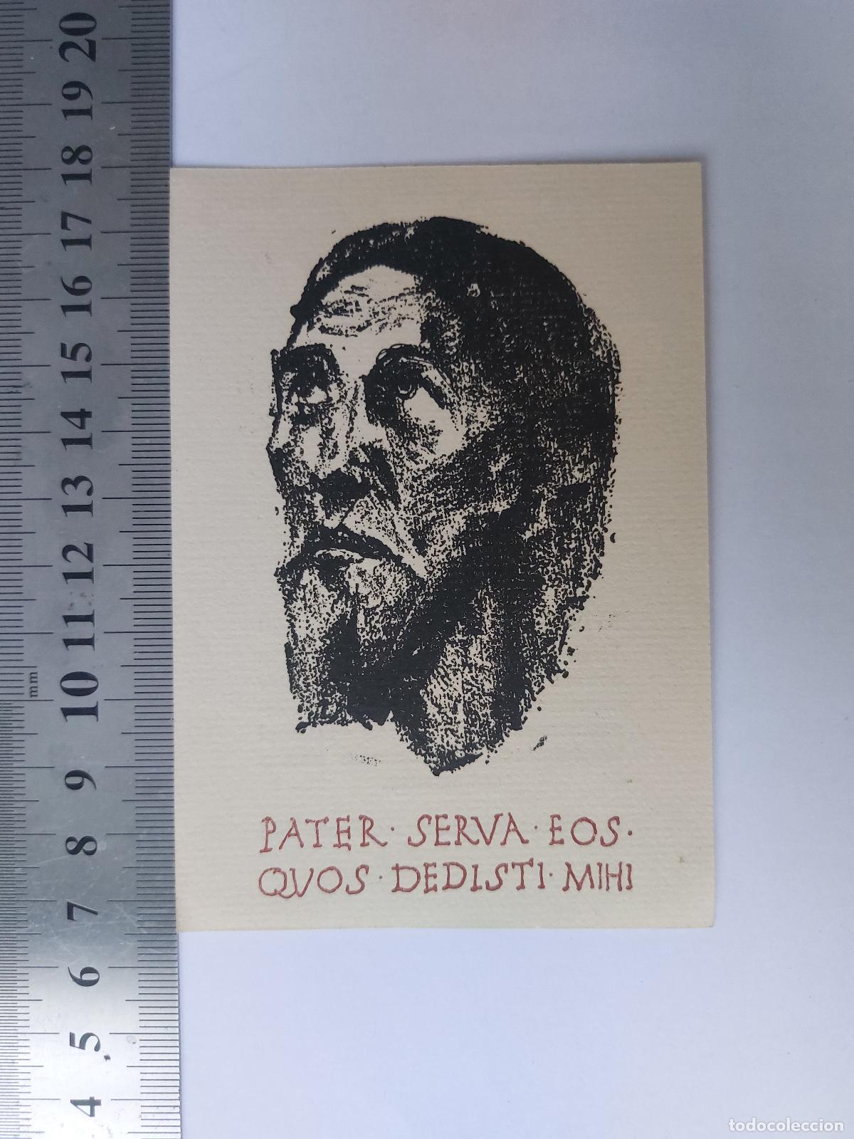 Postales: Estampa con retrato del Abad Gabriel M. Bras&oacute; en Montserrat