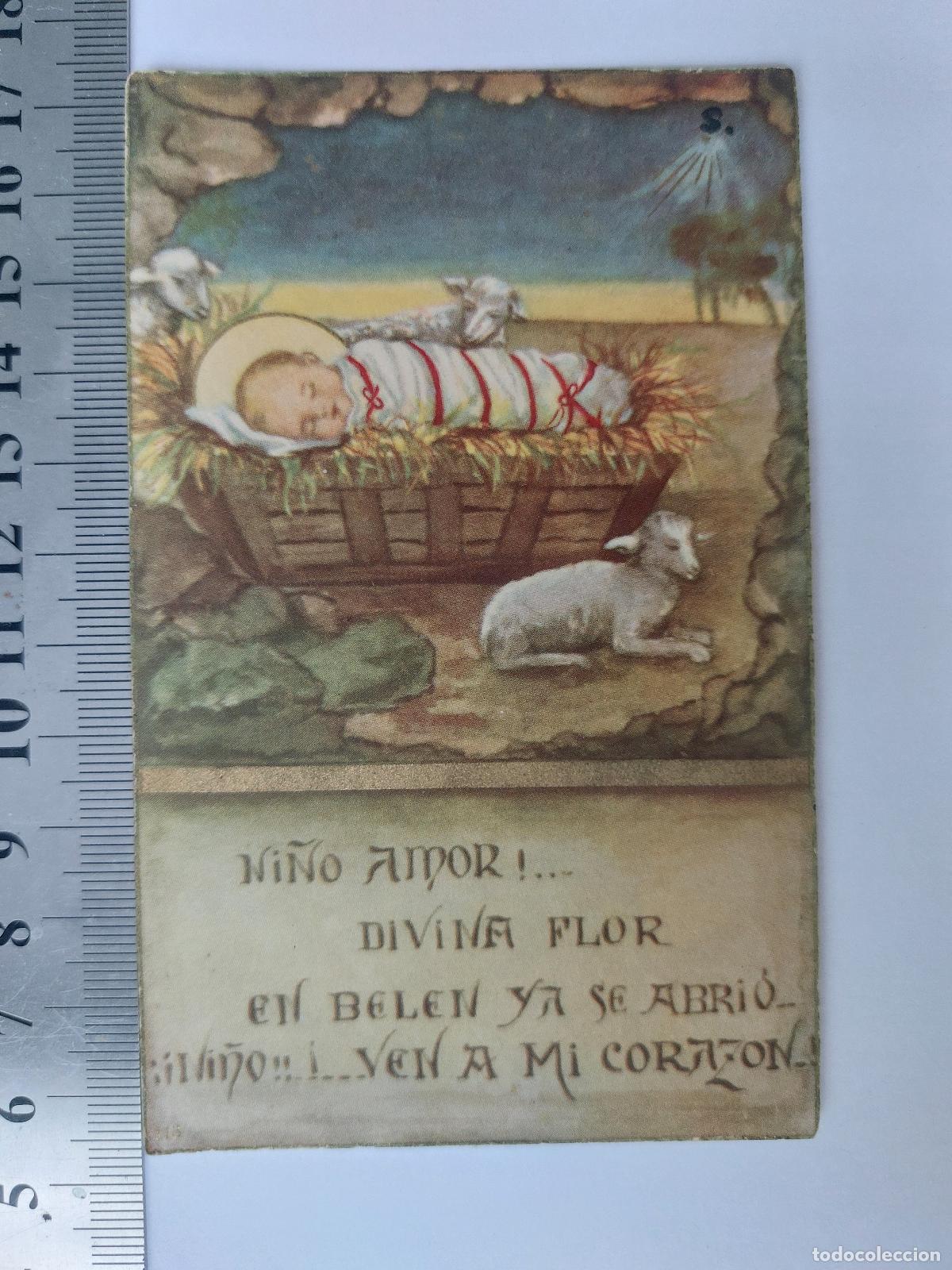 Postales: Estampa de Navidad con imagen del Ni&ntilde;o Jes&uacute;s en el pesebre