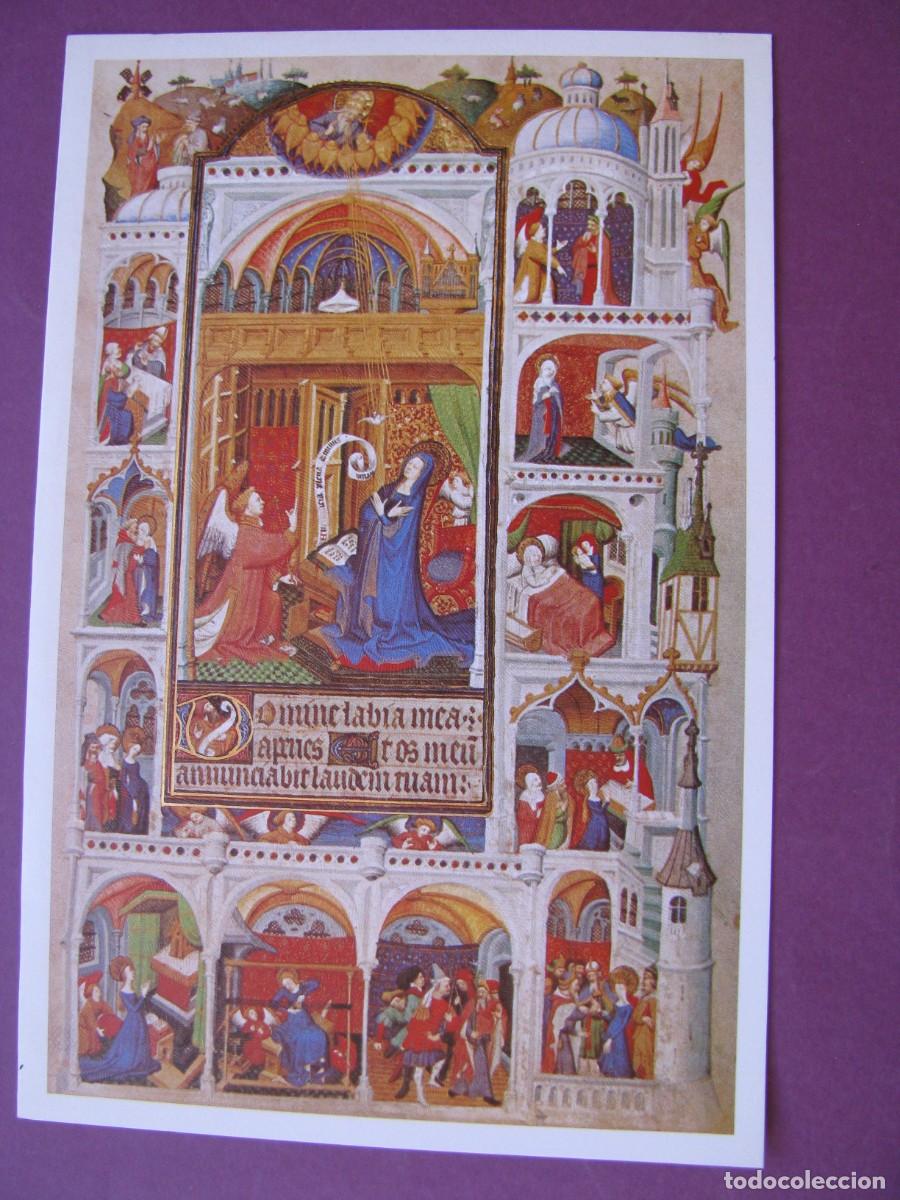 Postales: POSTAL DIPTICA DE IMAGEN: ANUNCIACION DE MANUSCRITO DE HORAS DE BEDFORD. ED. SUBI 58650-3. 17,5X11,5