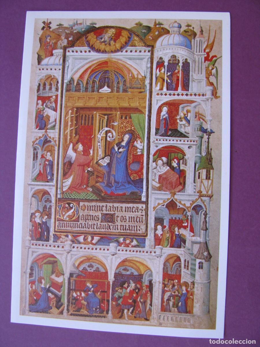 Postales: POSTAL DIPTICA DE IMAGEN: ANUNCIACION DE MANUSCRITO DE HORAS DE BEDFORD. ED. SUBI 58650-4. 17,5X11,5