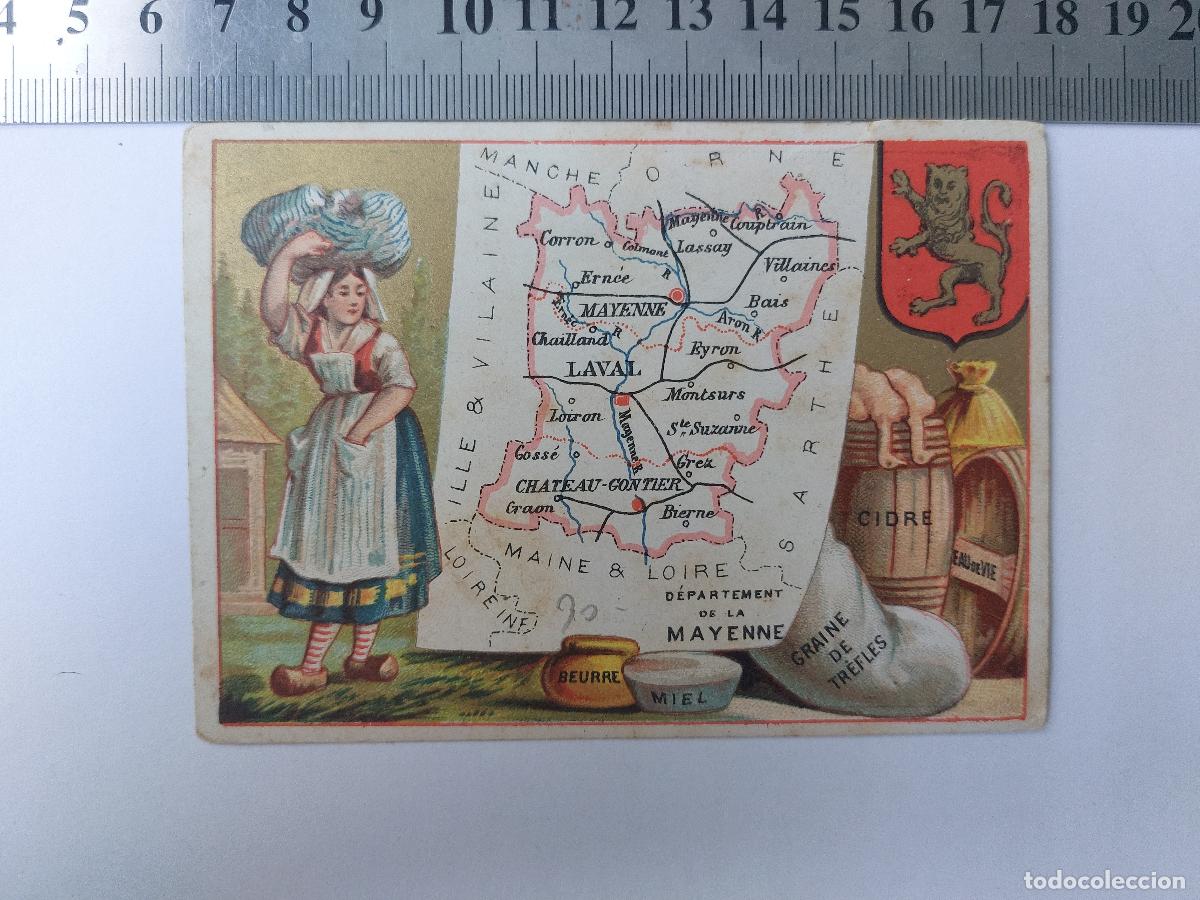 Postales: Estampa Mapa del Departamento de Mayenne Francia