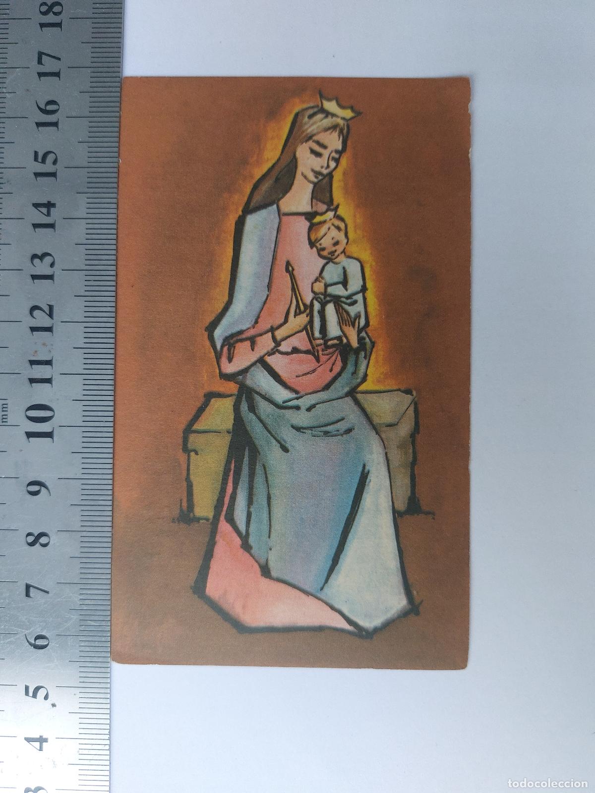 Postales: Estampa religiosa con imagen de Mar&iacute;a Auxiliadora y texto devocional