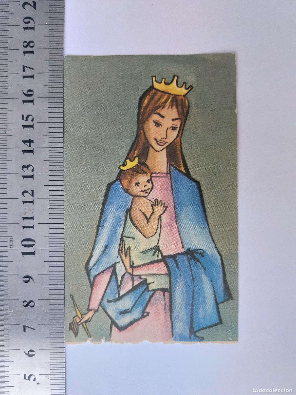 Postales: Estampa con imagen de Mar&iacute;a Auxiliadora y texto devocional de San Juan Bosco