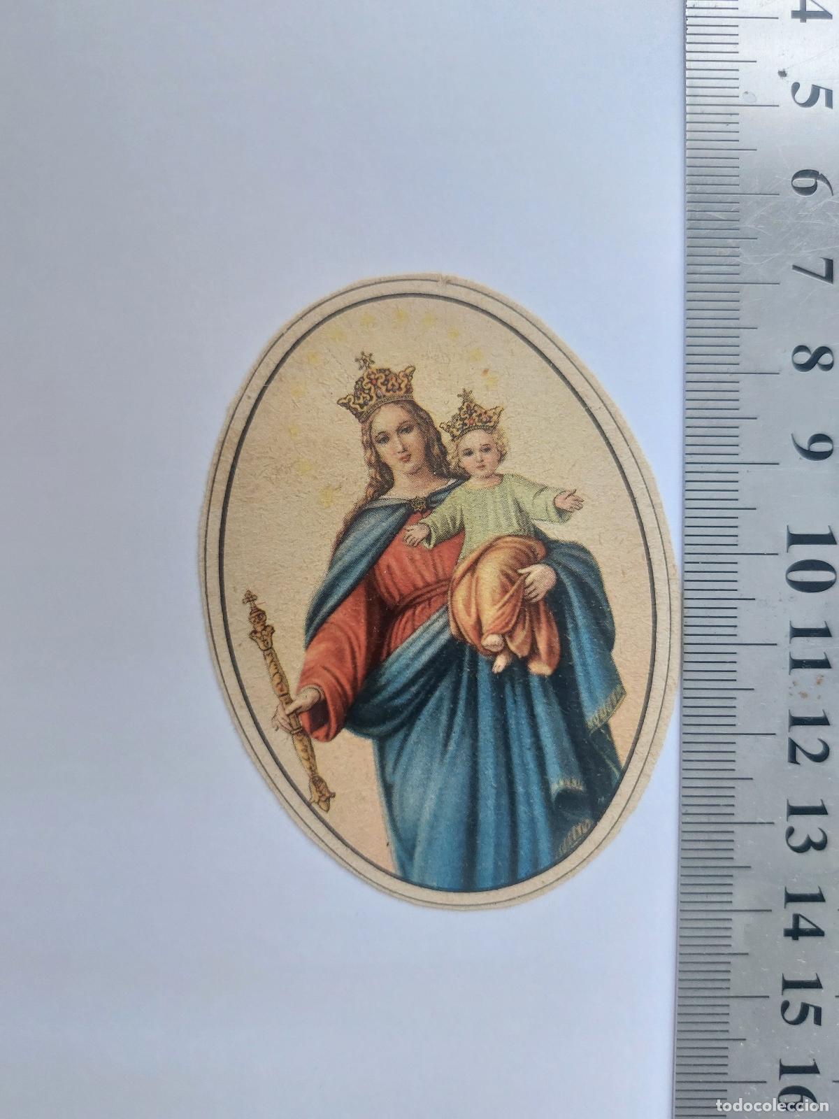 Postales: Estampa ovalada con imagen de la Virgen Mar&iacute;a y el Ni&ntilde;o Jes&uacute;s