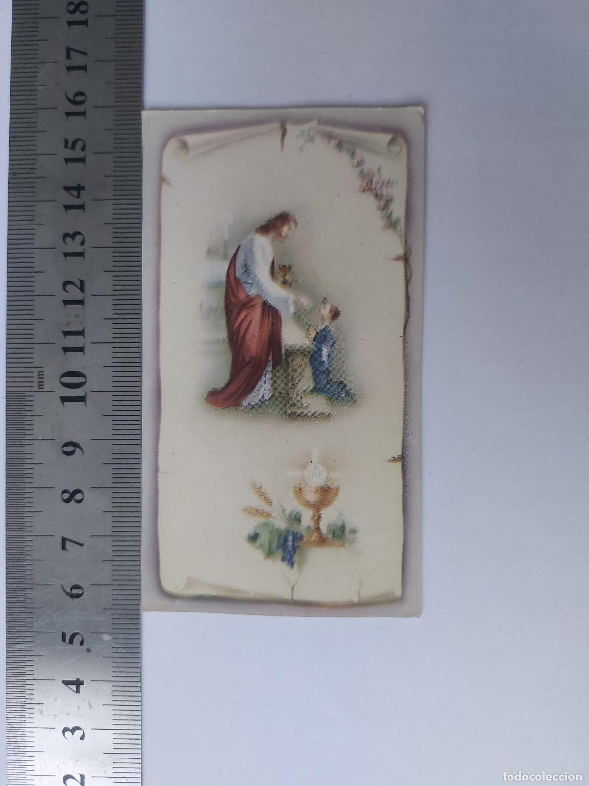 Postales: Estampa religiosa de Primera Comuni&oacute;n con imagen de Jes&uacute;s