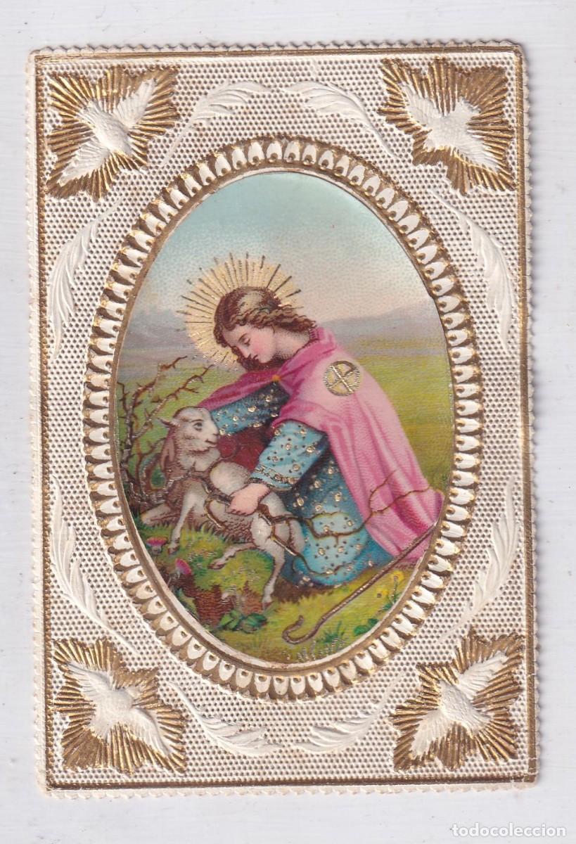Postales: Bonita estampa puntilla El Buen Pastor. 10,50 x 7 cm