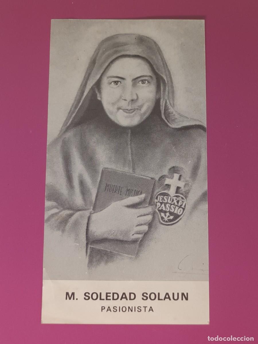 Postales: ESTAMPA M. SOLEDAD SOLAUN. PASIONISTA - NOVENA O TRIDUO (REVERSO)