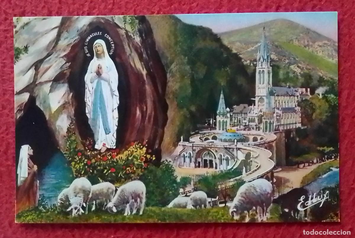 Postales: POSTAL CARTE POSTALE FRANCIA FRANCE LOURDES LA BASILIQUE ET L&acute;APPARITION LA BASILICA Y LA APARICI&Oacute;N.
