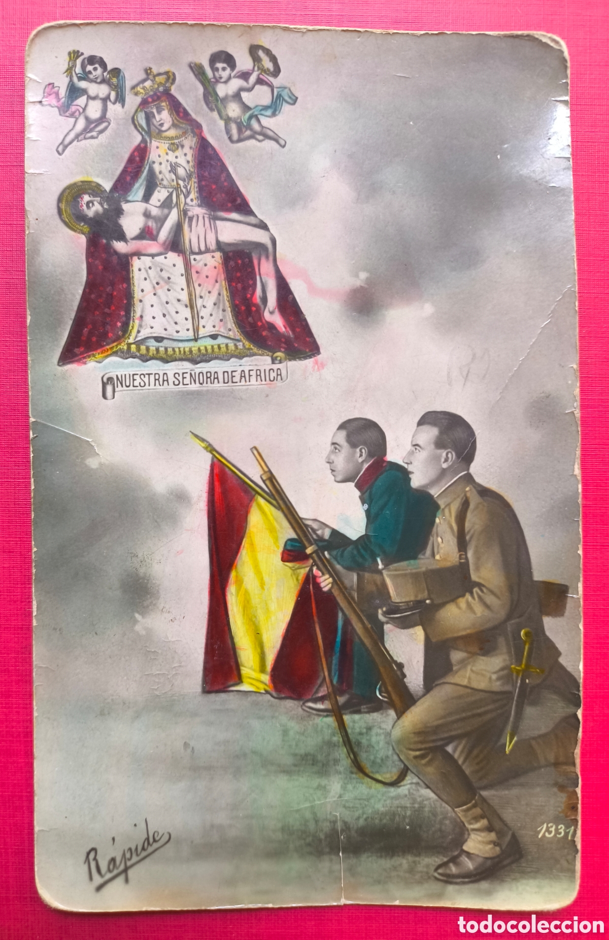 Postales: POSTAL FOTOGR&Aacute;FICA ILUMINADA NTRA. SRA. DE AFRICA CEUTA C. 1925