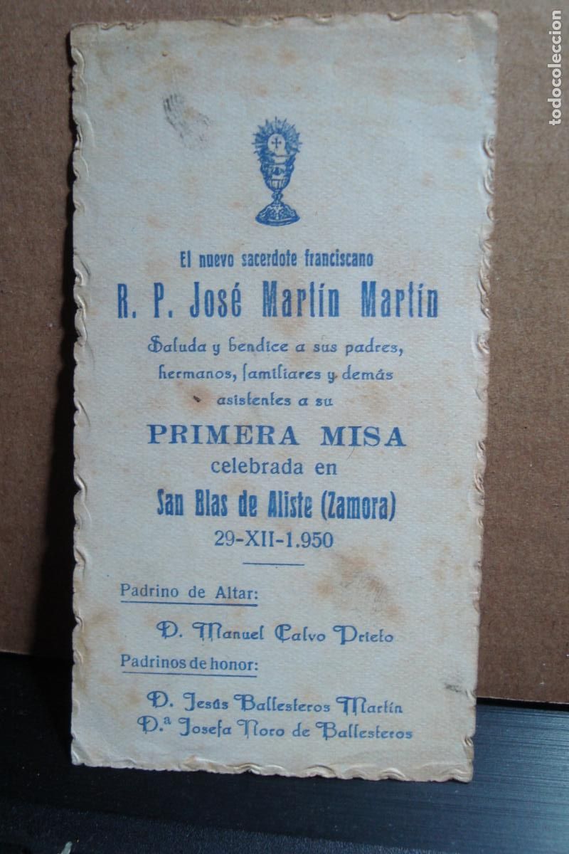 Postales: RECUERDO PRIMERA MISA P. JOSE MARTIN MARTIN. SAN BLAS DE ALISTE. ZAMORA 1950.