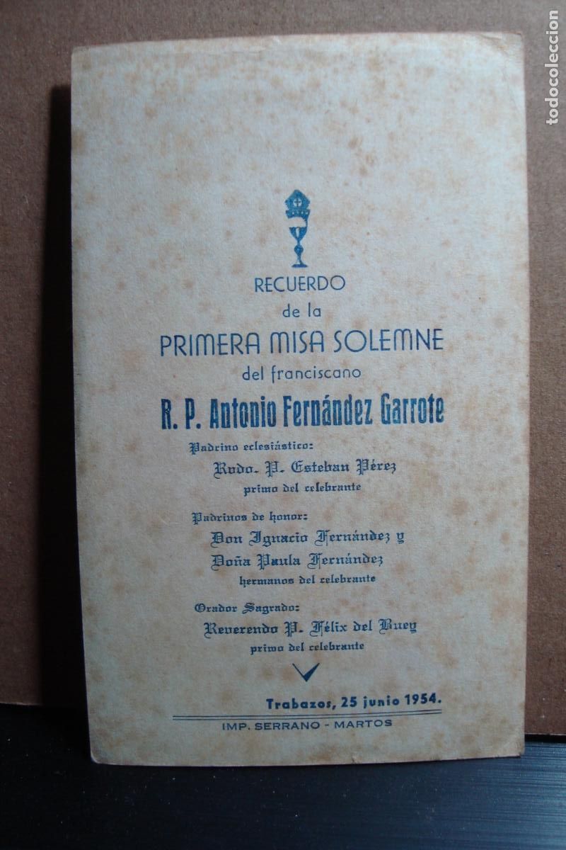 Postales: RECUERDO PRIMERA MISA. P. ANTONIO FERNANDEZ GARROTE. TRABAZOS ZAMORA 1954.