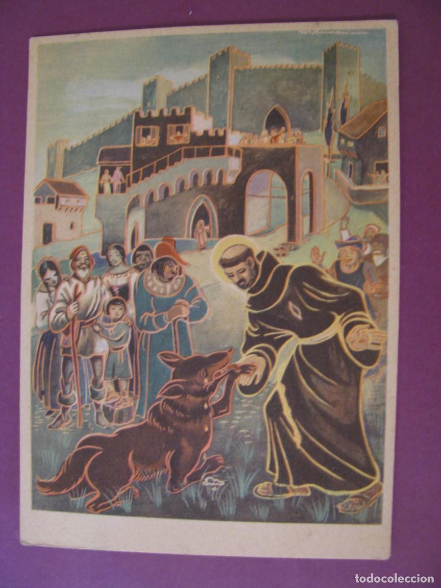 Postales: POSTAL RELIGIOSA. SAN FRANCISCO DE ASIS Y EL LOBO DE GUBBIO. ROVERONI. ED. CARITAS FRANCISCANA ROMA
