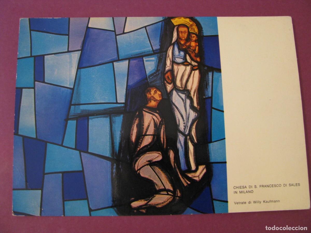 Postales: POSTAL RELIGIOSA. SAN FRANCESCO DI SALES PARIGI CRISI RELIGIOSA MADONNA MILANO VITRAL