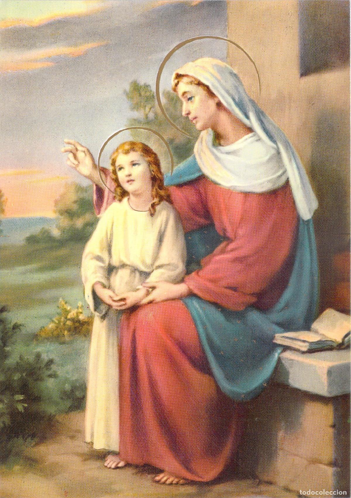 Postales: Postal de arte religioso Santa Ana y la Virgen Mar&iacute;a