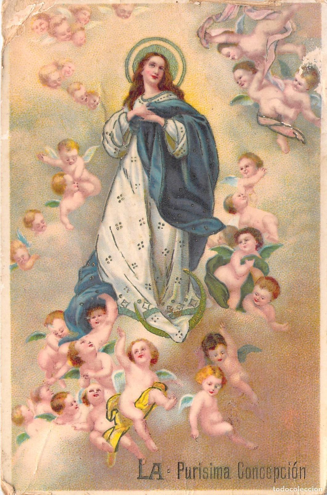 Postales: Postal de La Pur&iacute;sima Concepci&oacute;n rodeada de &aacute;ngeles