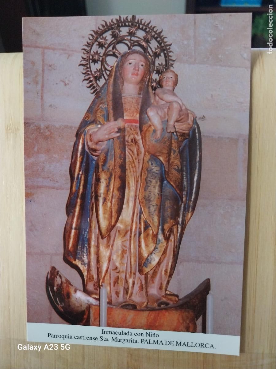 Postales: IGLESIA CASTRENSE VIRGEN NTRA SRA INMACULADA CON NI&Ntilde;O MALLORCA TARJETA DORSO BLANCO TAMA&Ntilde;O POSTAL