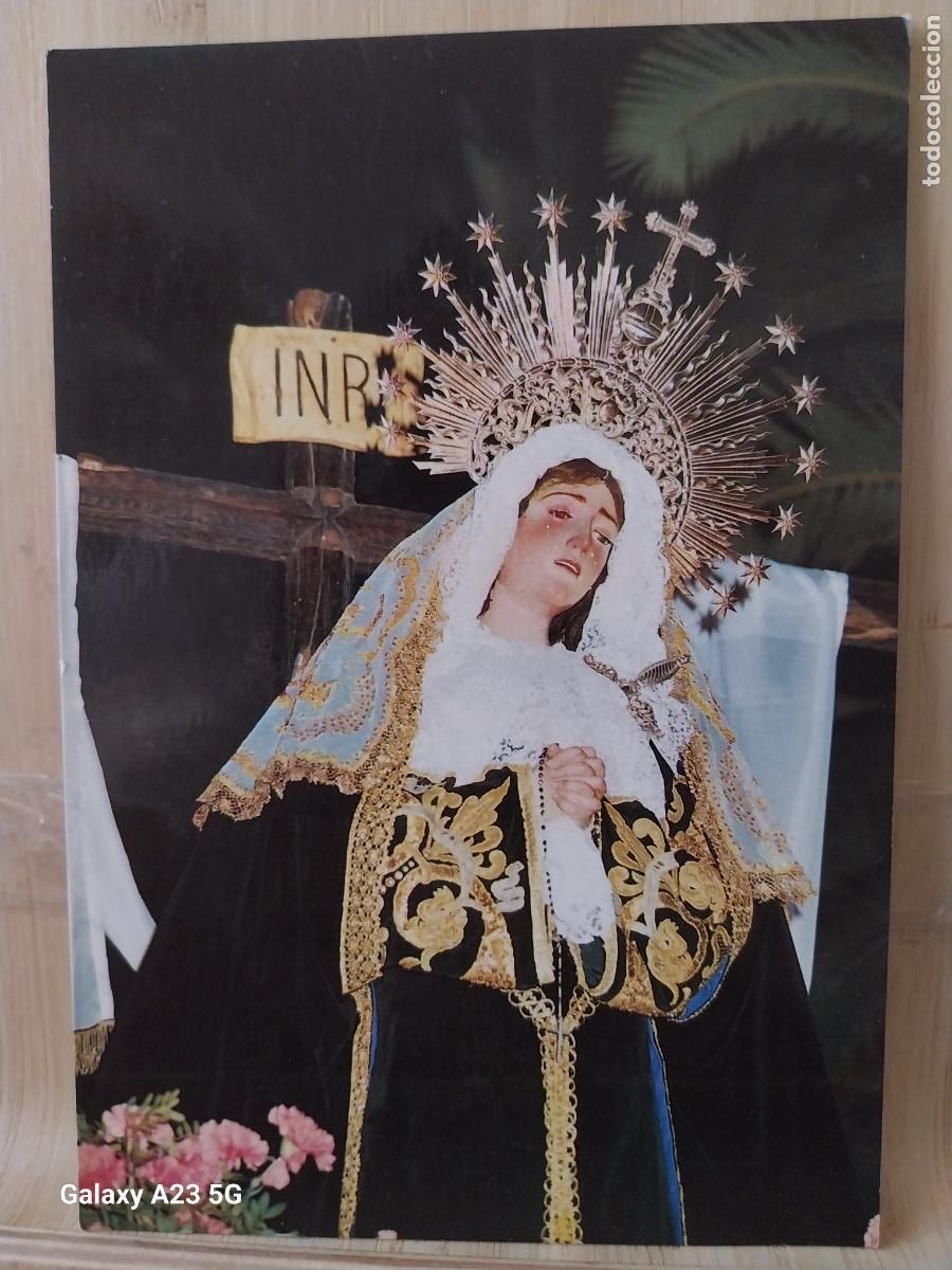 Postales: ISLA CRISTINA VIRGEN NTRA SRA DE LA SOLEDAD HUELVA + TARJETA DORSO BLANCO TAMA&Ntilde;O POSTAL ++