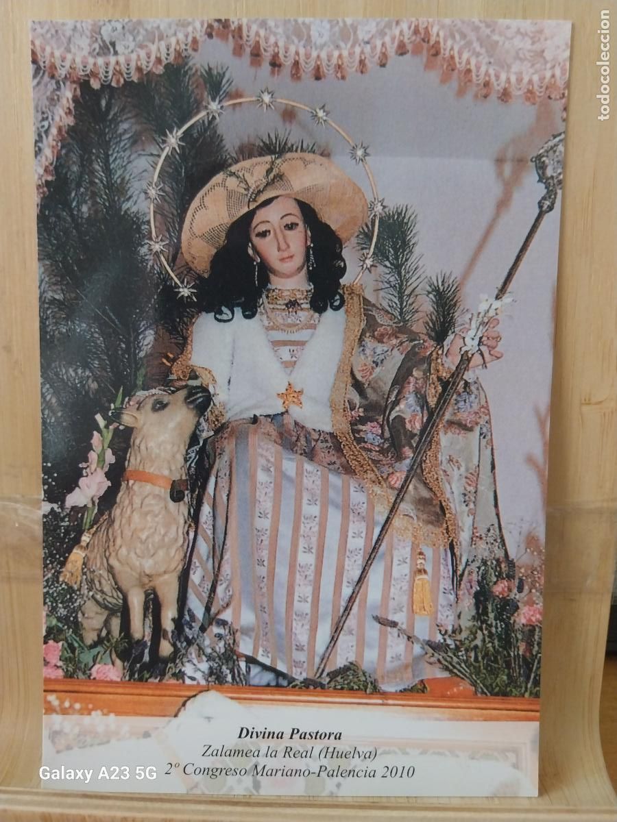 Postales: ZALAMEA LA REAL VIRGEN NTRA SRA DIVINA PASTORA HUELVA + TARJETA DORSO BLANCO TAMA&Ntilde;O POSTAL