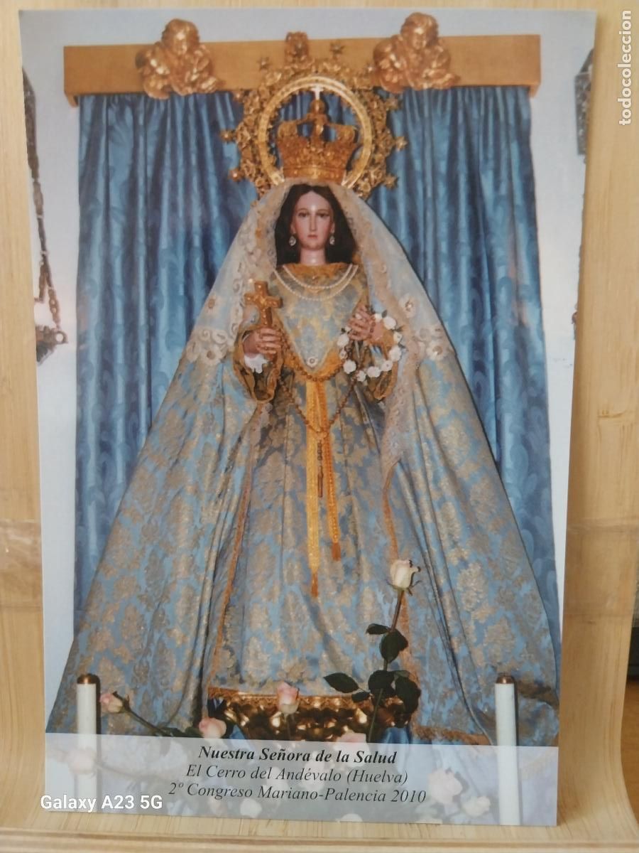 Postales: CERRO DEL AND&Eacute;VALO VIRGEN NTRA SRA DE LA SALUD HUELVA + TARJETA DORSO BLANCO TAMA&Ntilde;O POSTAL