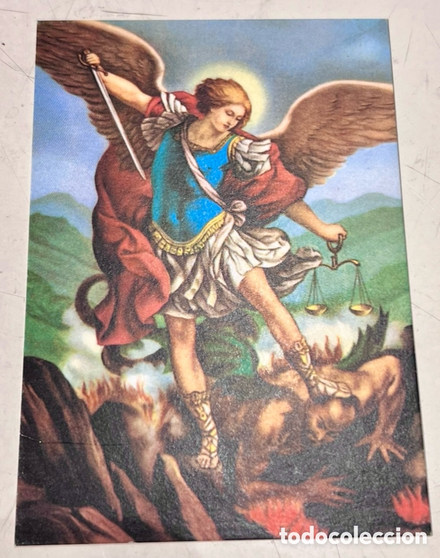 Postales: Estampa Religiosa. SAN Miguel Arcangel. Con oraci&oacute;n.