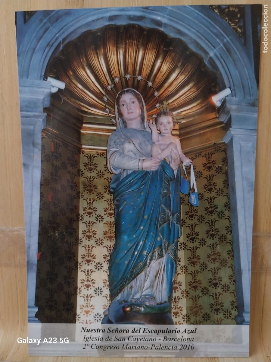 Postales: SAN CAYETANO VIRGEN NTRA SRA DEL ESCAPULARIO AZUL BARCELONA TARJETA TAMA&Ntilde;O POSTAL DORSO BLANCO