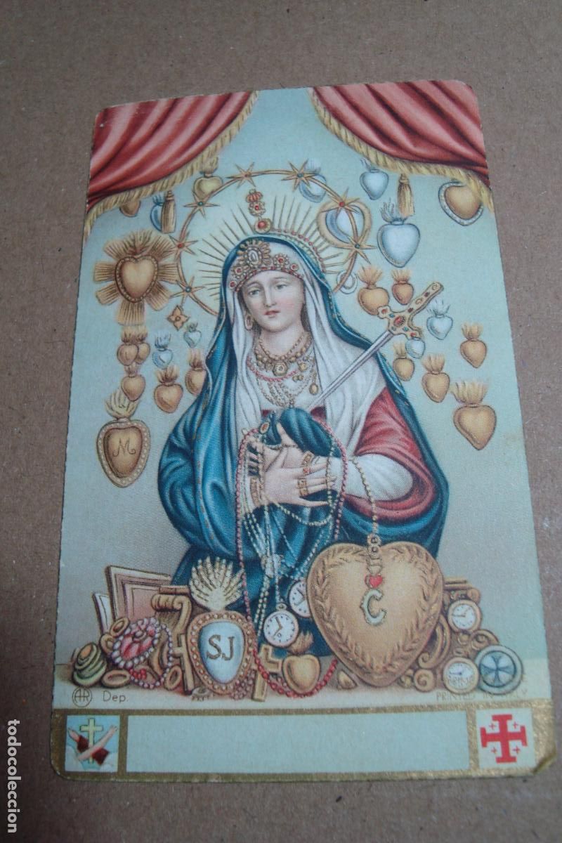 Postales: ANTIGUA ESTAMPA VIRGEN DE LOS DOLORES. MATER DOLOROSA. AR ITALY.