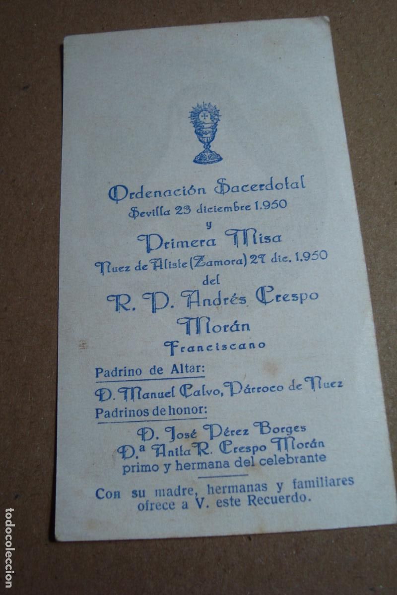 Postales: RECUERDO ORDENACION Y PRIMERA MISA. P. ANDRES CRESPO MORAN. SEVILLA 1950.