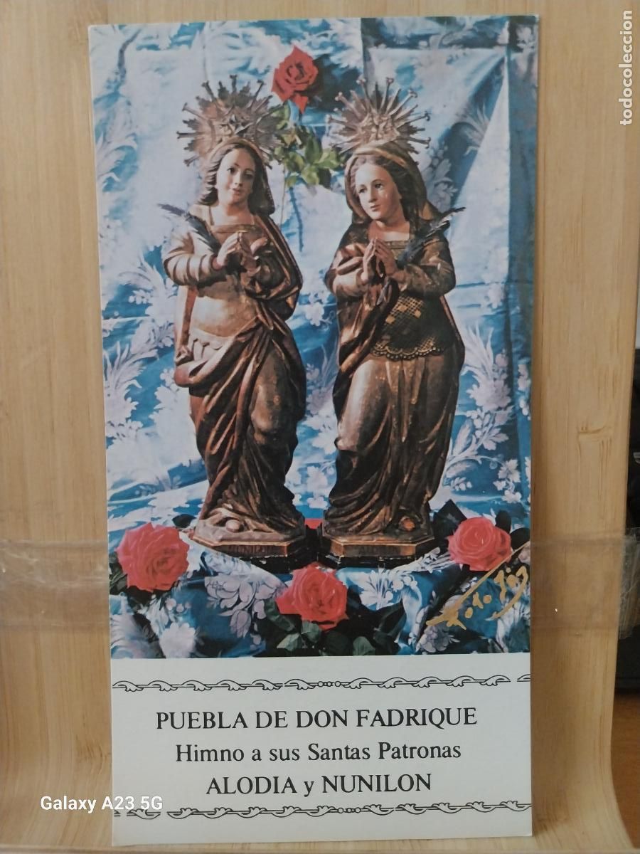 Postales: PUEBLA DON FADRIQUE VIRGEN NTRA SRA ALODIA Y NUNILON GRANADA ESTAMPA DORSO HIMNO 15.5X8.3 CMS