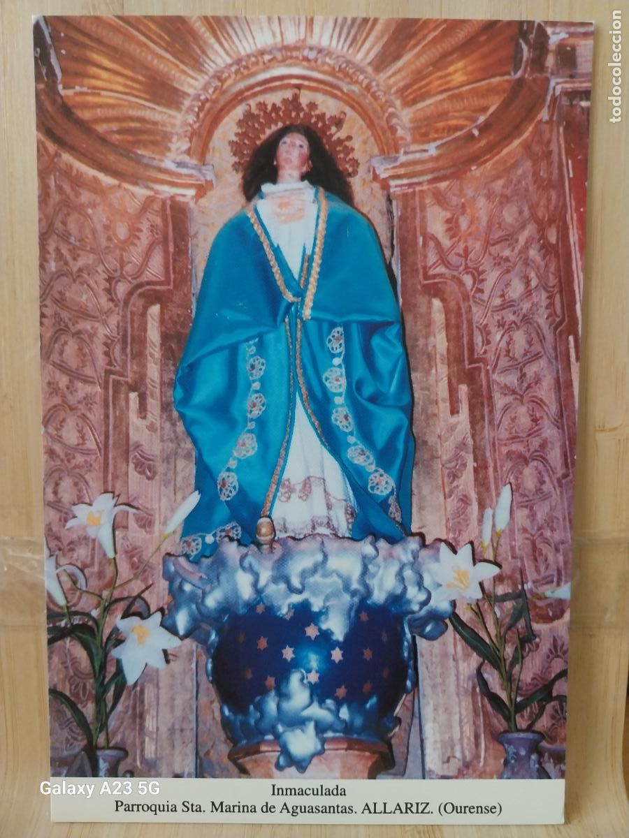 Postales: ALLARIZ VIRGEN NTRA SRA INMACULADA ORENSE TARJETA DORSO BLANCO TAMA&Ntilde;O POSTAL
