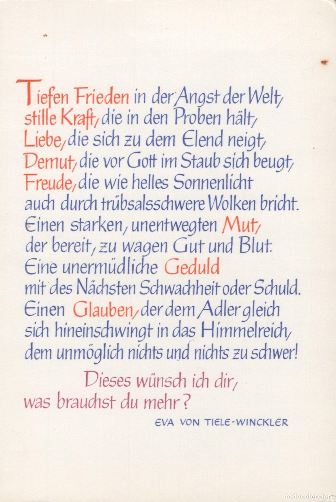 Postales: Topics Christianity Eva Von Tiele-Winckler Poem *YBB817