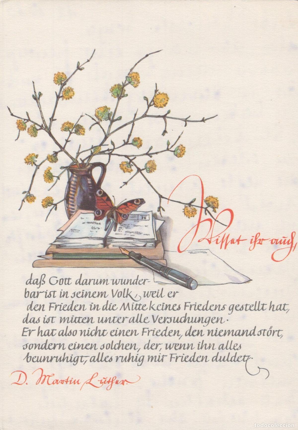 Postales: Topics Flowers Butterfly On Book With And German Quote Religious Theme *YBB852
