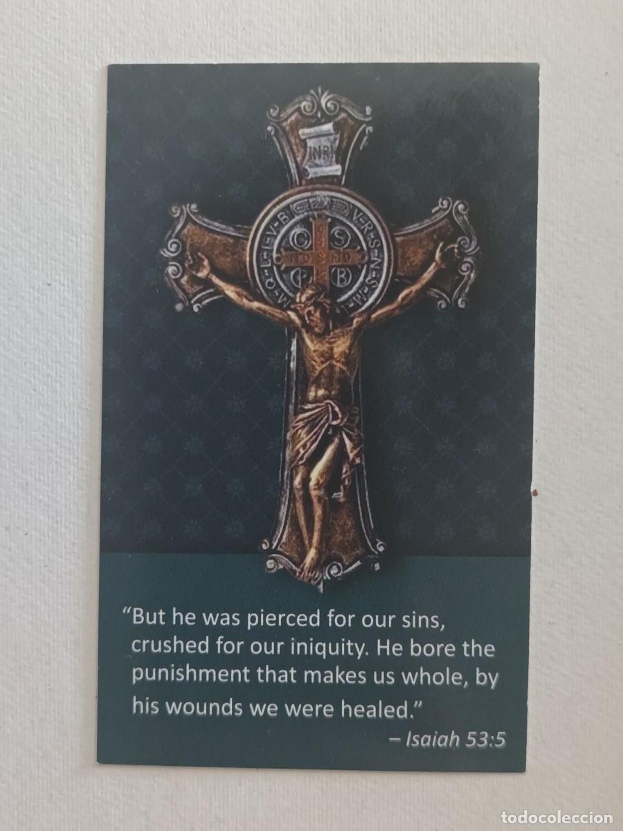 Postales: ESTAMPA CRUCIFIJO CON LA MEDALLA DE SAN BENITO (INGLES)