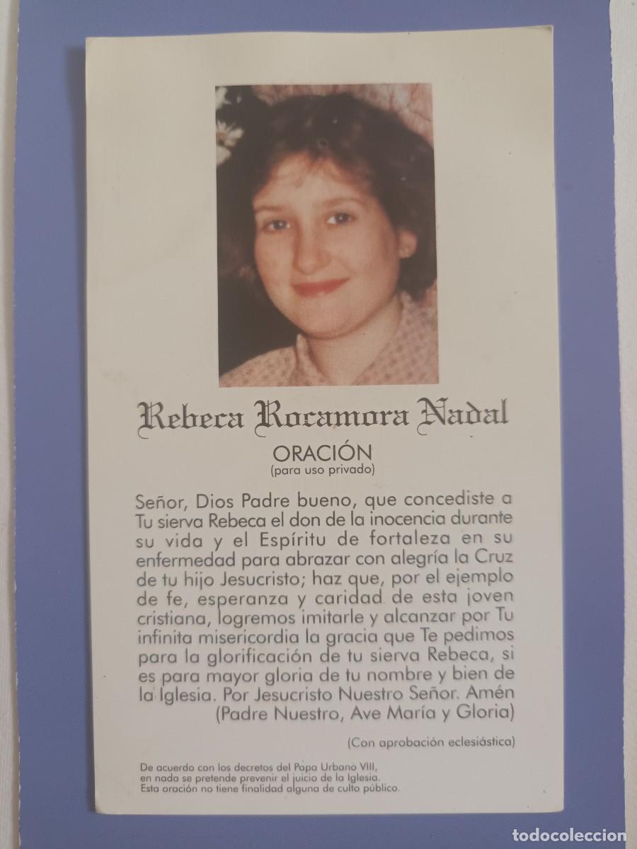 Postales: ESTAMPA REBECA ROCAMORA NADAL - ORACION Y DATOS BIOGRAFICOS (REVERSO)