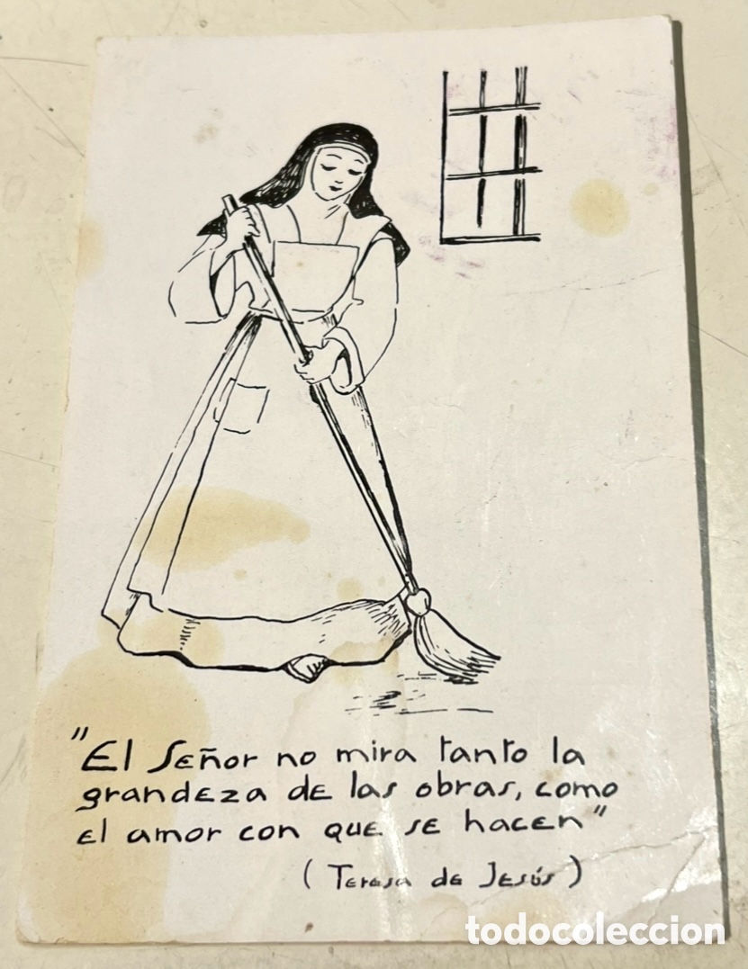 Postales: Estampa Religiosa. Con frase de Santa Teresa de Jes&uacute;s. A&ntilde;os 80.