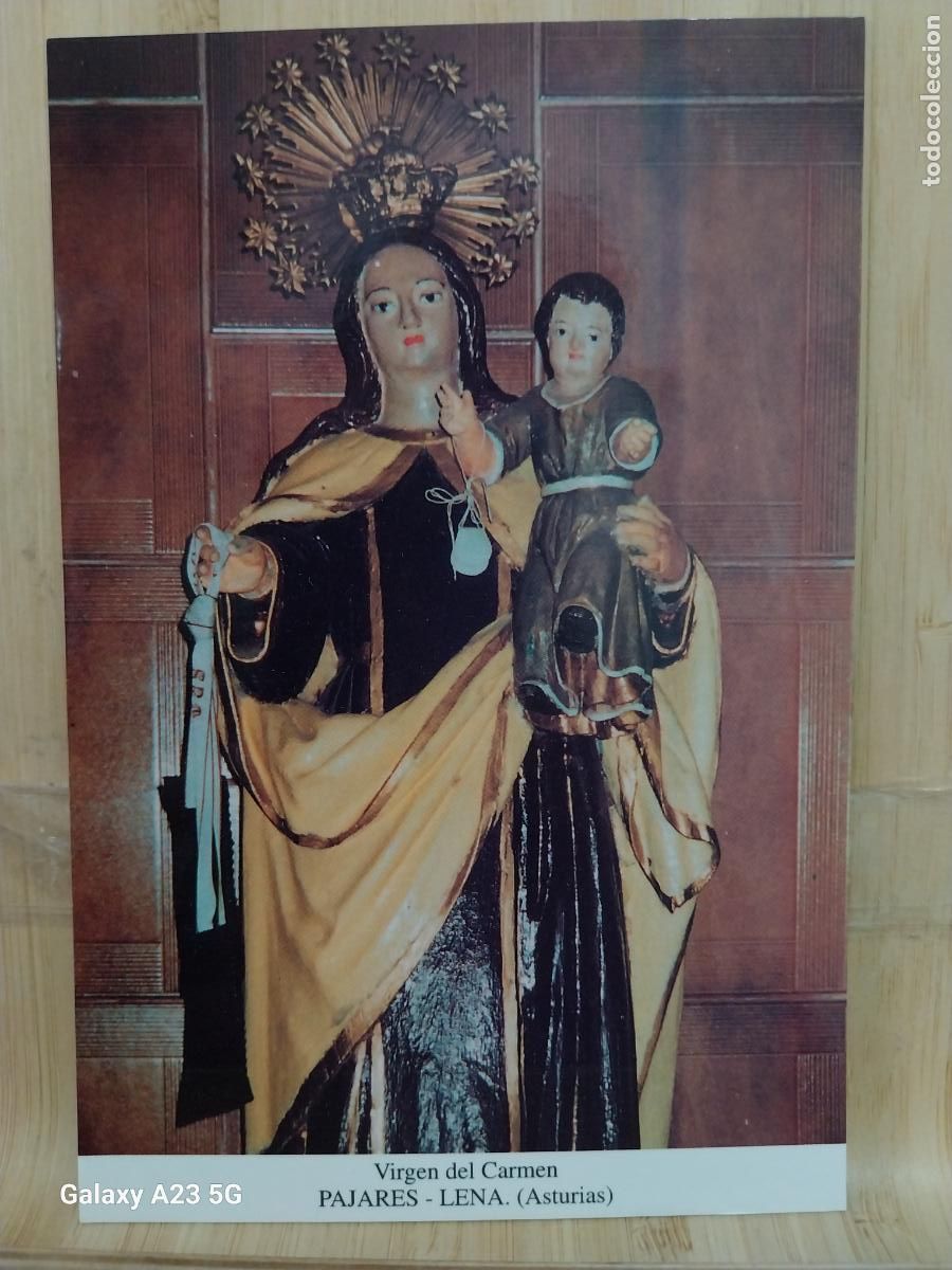Postales: PAJARES LENA VIRGEN NTRA SRA DEL CARMEN ASTURIAS TARJETA TAMA&Ntilde;O POSTAL DORSO BLANCO