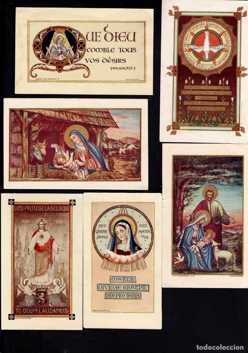 Postcards: Cincoestampas religiosas de MAREDRET con detalles dorados estampas da abatia
