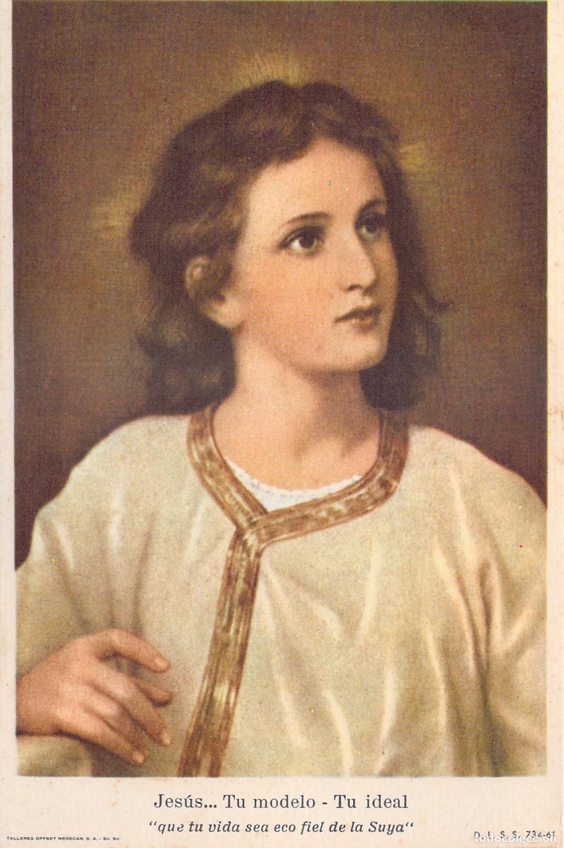 Postales: Postal con imagen de Jes&uacute;s y cita religiosa escrita a mano