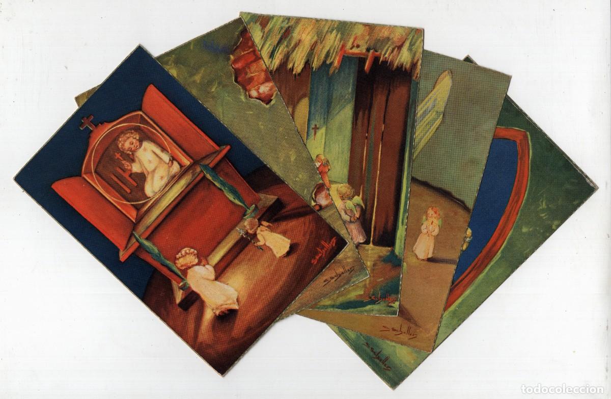 Postales: Lote de 5 postales antiguas infantiles religiosas, ilustradas por Scheller -Casa Ba&ntilde;eres-