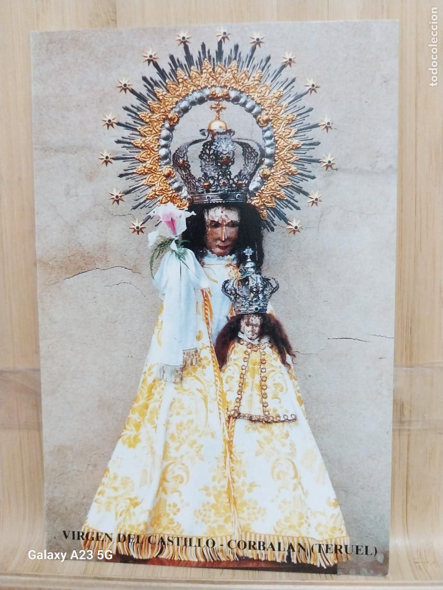 Postales: CORBALAN VIRGEN NTRA SRA DEL CASTILLO TERUEL DIPTICO TAMA&Ntilde;O POSTAL DORSO ORACIONES