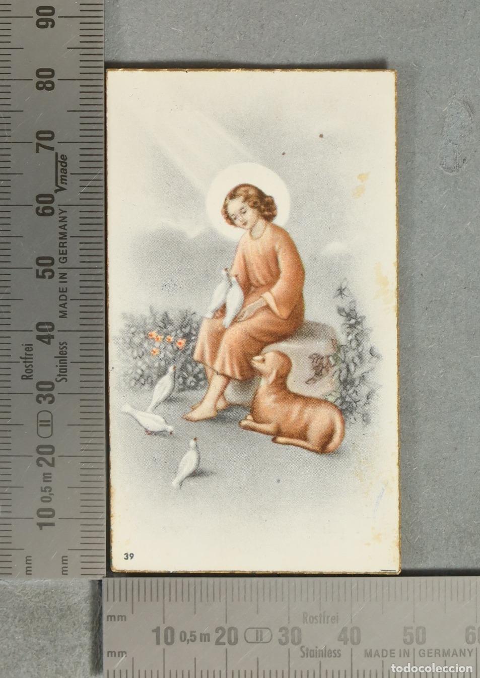 Cartoline: ESTAMPA. Ni&ntilde;o Jes&uacute;s con cordero y palomas. VILLACARRILLO 1960