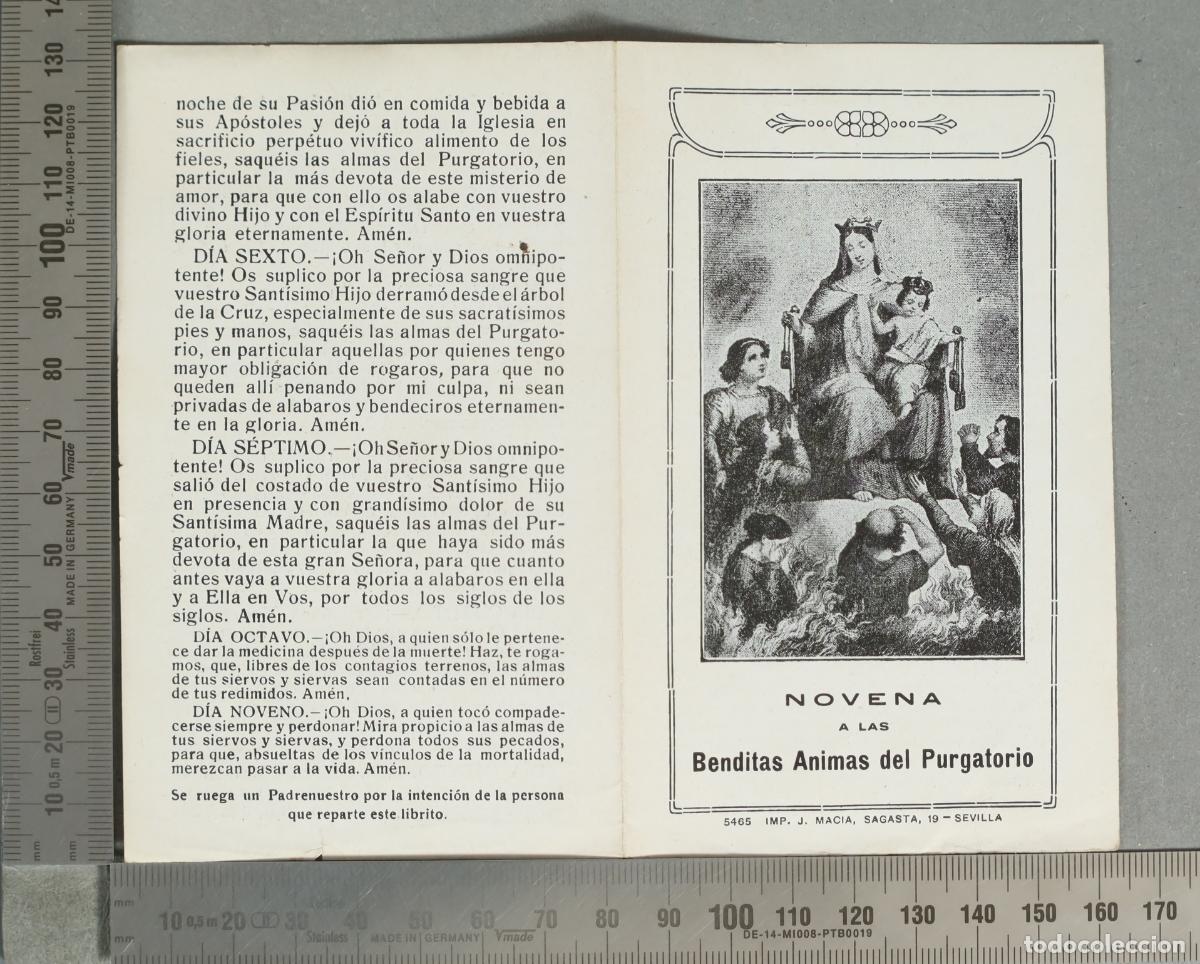 Postales: ESTAMPA. Novena a las Benditas Animas del Purgatorio - Imp. J. Macia
