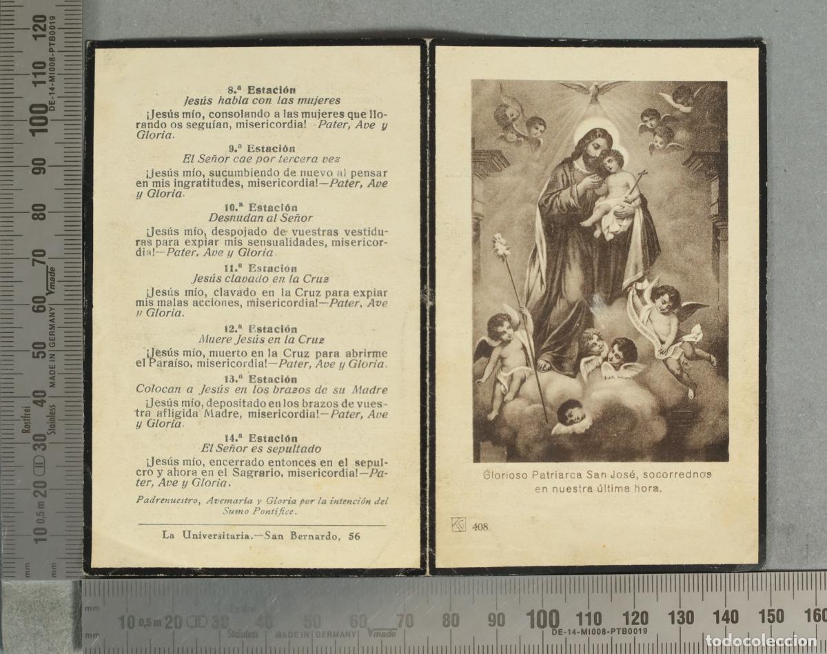 Postales: ESTAMPA. Via Crucis - Glorioso Patriarca San Jos&eacute;. 1940. CALATRAVA