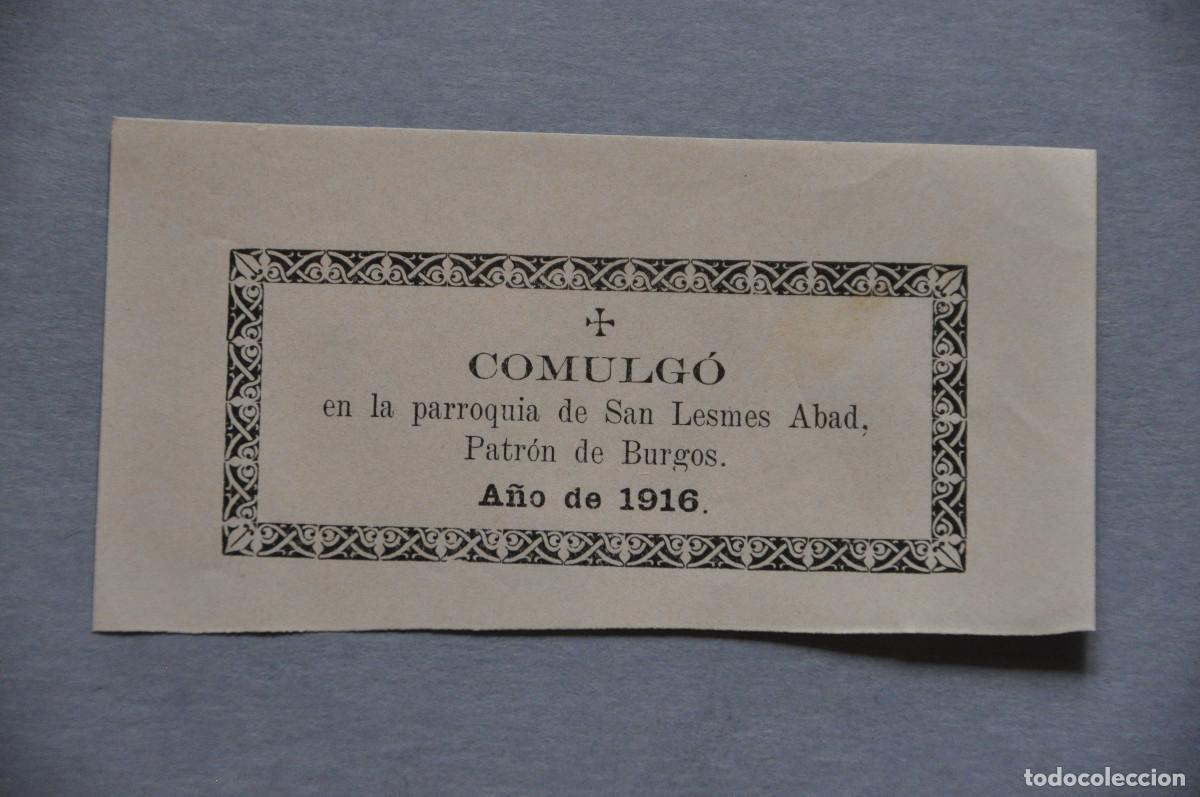 Postales: RESGUARDO DE COMULGACI&Oacute;N - PARROQUIA DE SAN LESMES ABAD (BURGOS). 1916