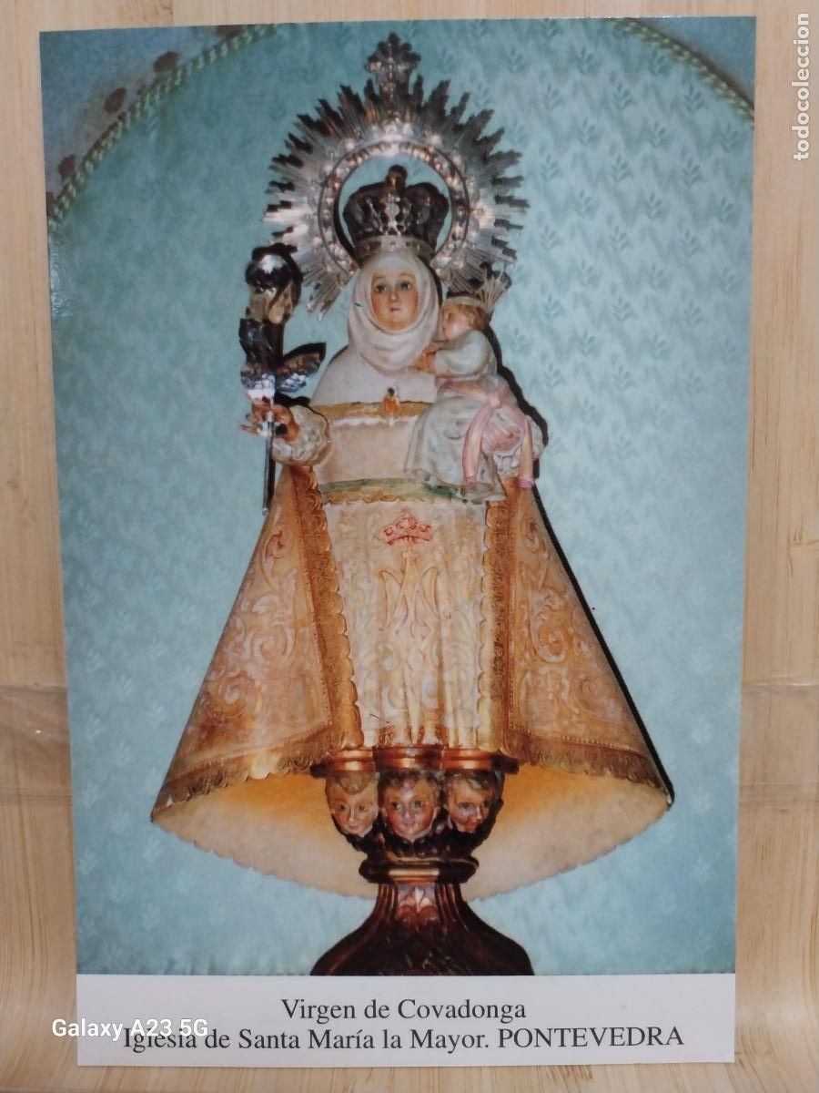 Postales: SANTA MARIA LA MAYOR VIRGEN NTRA SRA DE COVADONGA PONTEVEDRA TARJETA TAMA&Ntilde;O POSTAL DORSO BLANCO