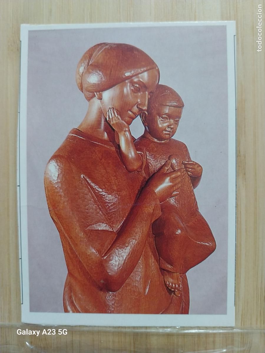 Postales: VIRGEN CON NI&Ntilde;O LOGRO&Ntilde;O ESTAMPA 10.3X7.3 CMS