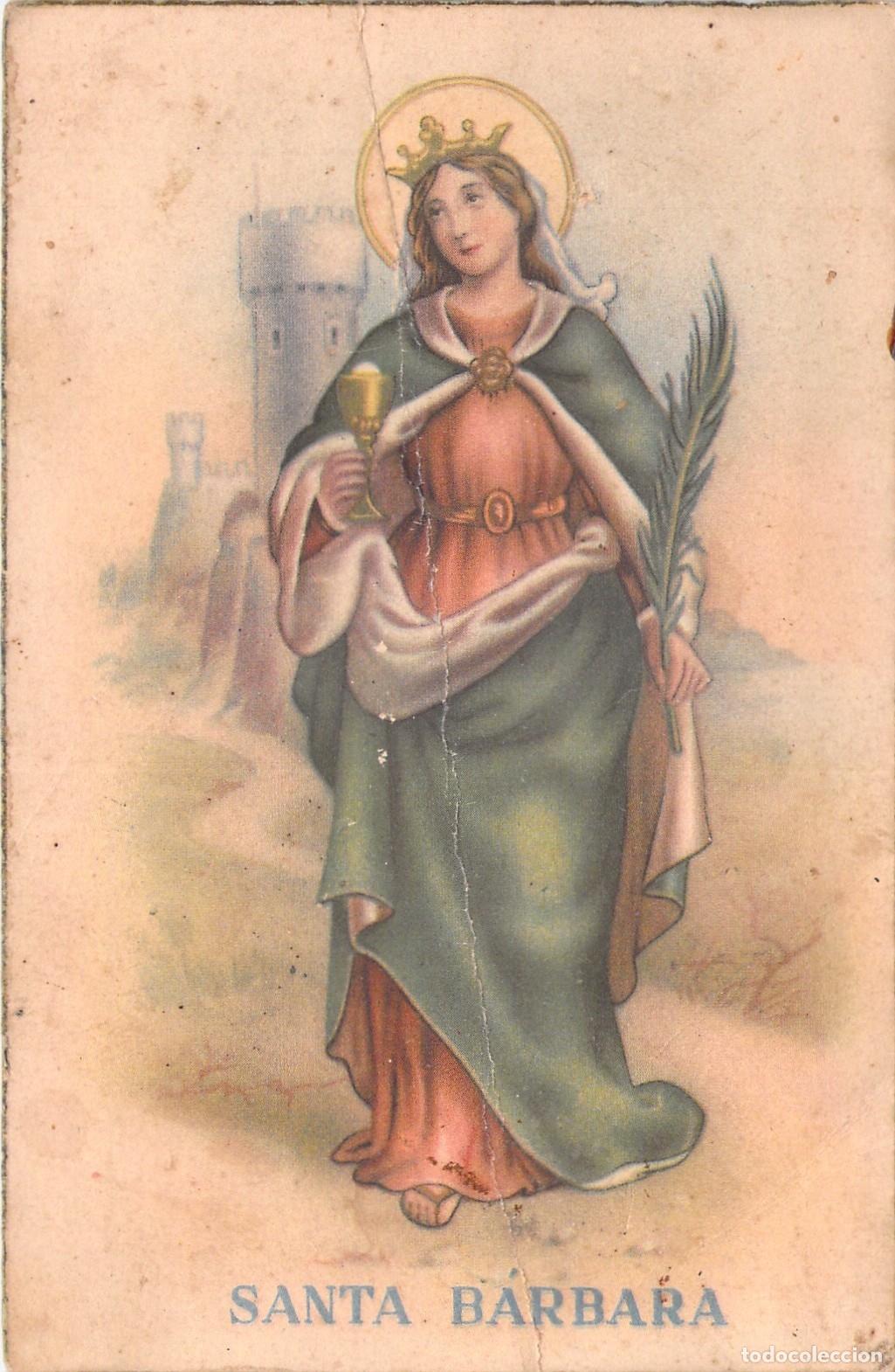 Cartes Postales: Postal de Santa B&aacute;rbara con representaci&oacute;n iconogr&aacute;fica cl&aacute;sica